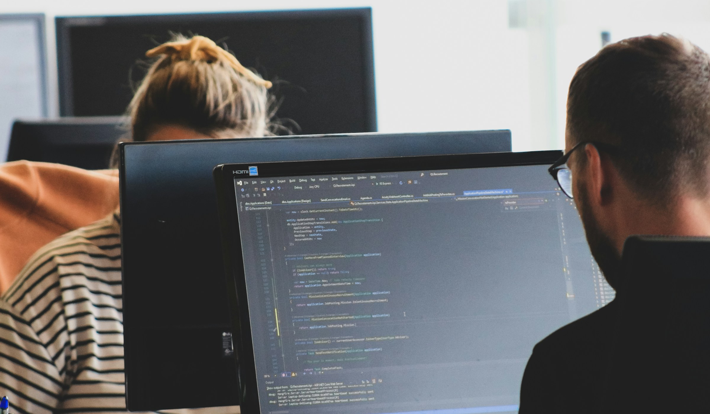 Software developer at a workstation
